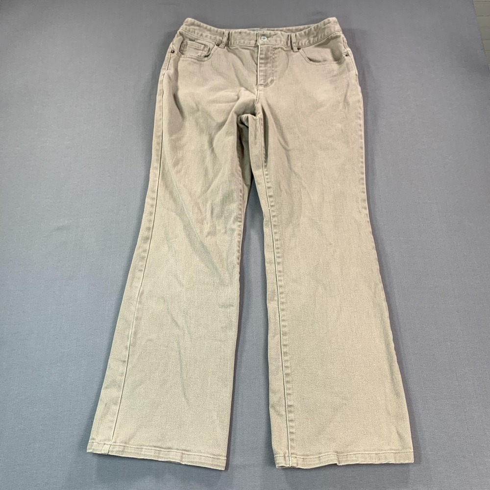 Liz Claiborne Jeans Womens 12 Beige Light Wash Mid Rise Bootcut Stretch 34x30 - Picture 2 of 15